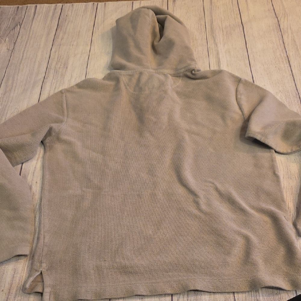 Light Beige Hooded Sweatshirt with Drawstrings and Relaxed Fit - Picture 6 of 6